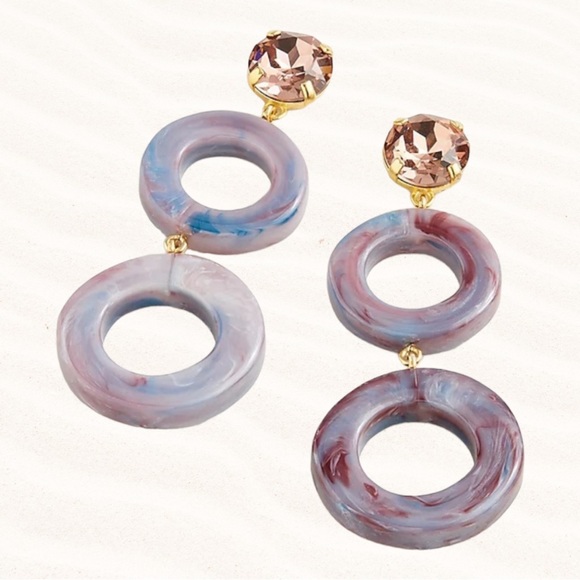 J. Crew Jewelry - NWT J. Crew Made in Italy Round Drop Earrings Purple Pale Seascape Lavender